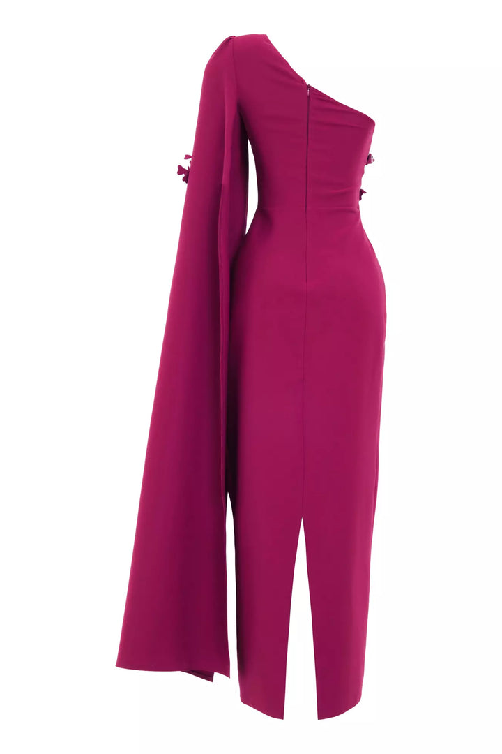 FRV Fuchsia crepe single sleeve long dress - Merano