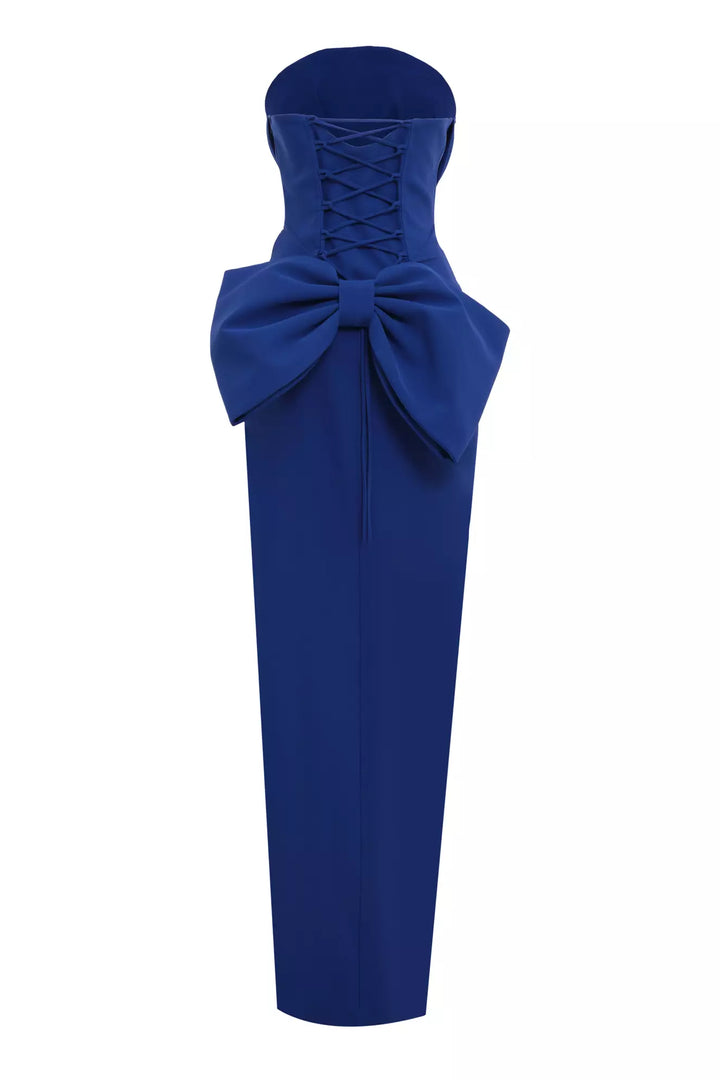 FRV Blue crepe sleeveless long dress - Grand Rapids