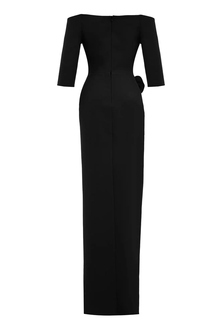 FRV Black crepe capri arm long dress - Niagara Falls