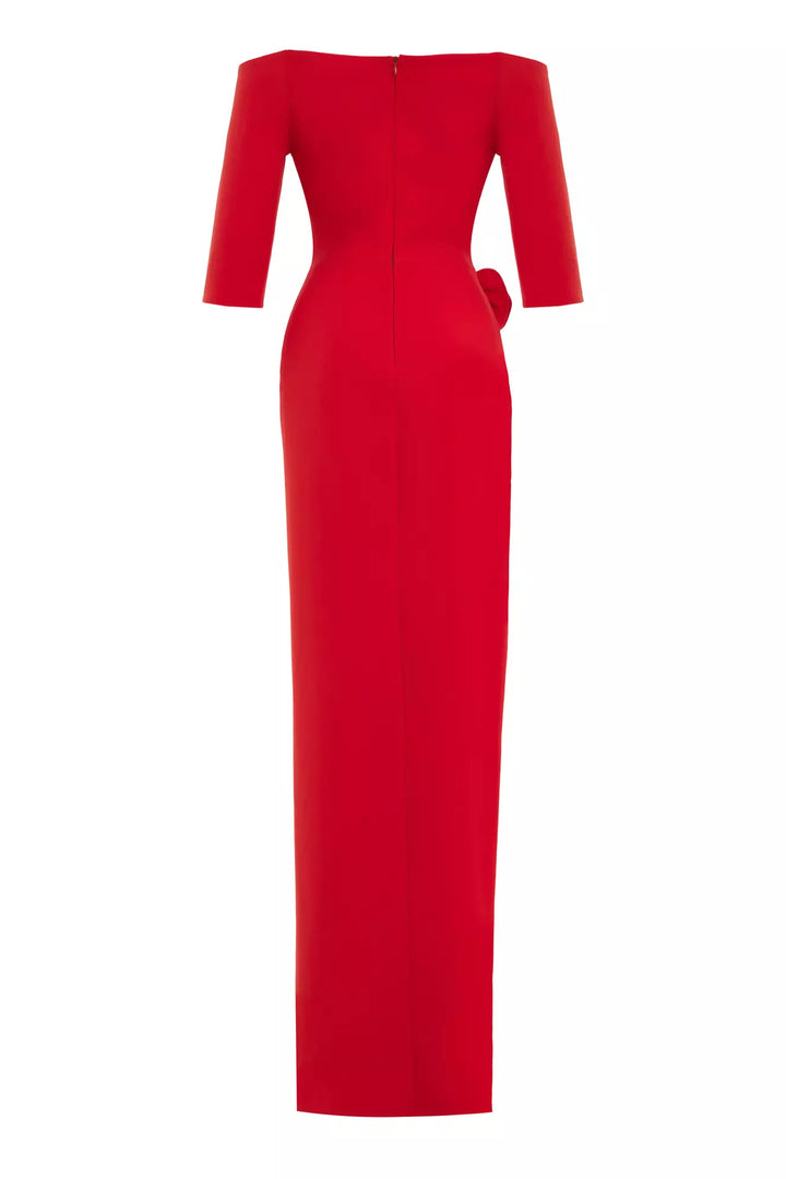 FRV Red crepe capri arm long dress - Bradford