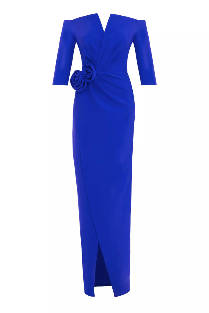 FRV Blue crepe capri arm long dress - Lafayette