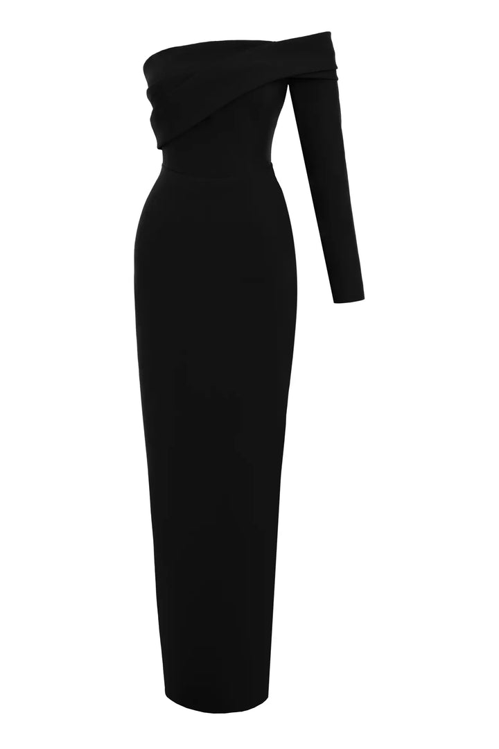 FRV Black crepe single sleeve long dress - Mairena del Aljarafe