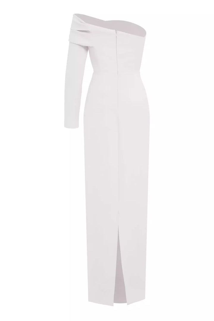 FRV White crepe single sleeve long dress - Sidcup