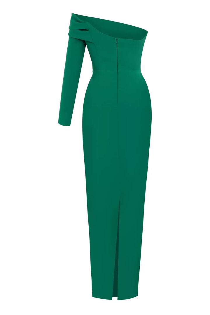 FRV Green crepe single sleeve long dress - Clay