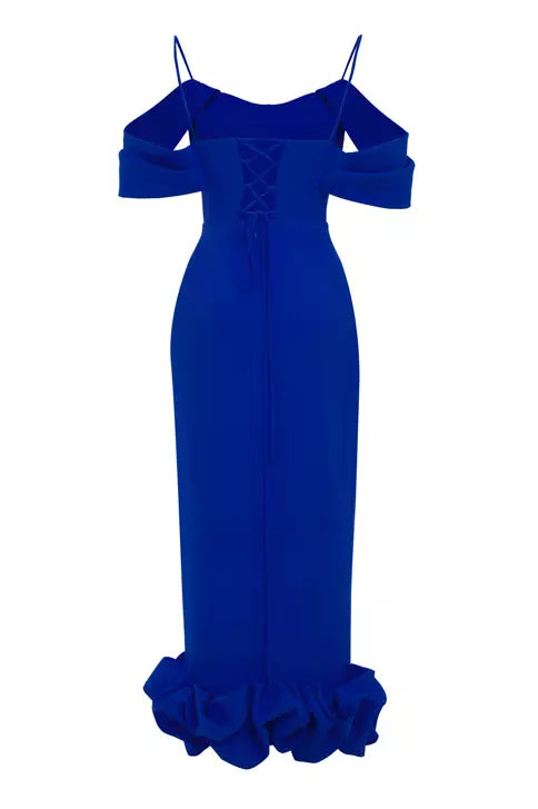 FRV Blue crepe sleeveless long dress - Pinto