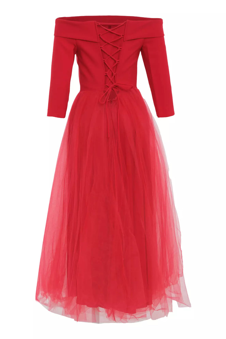 FRV Red crepe sleeveless long dress - Palaiseau
