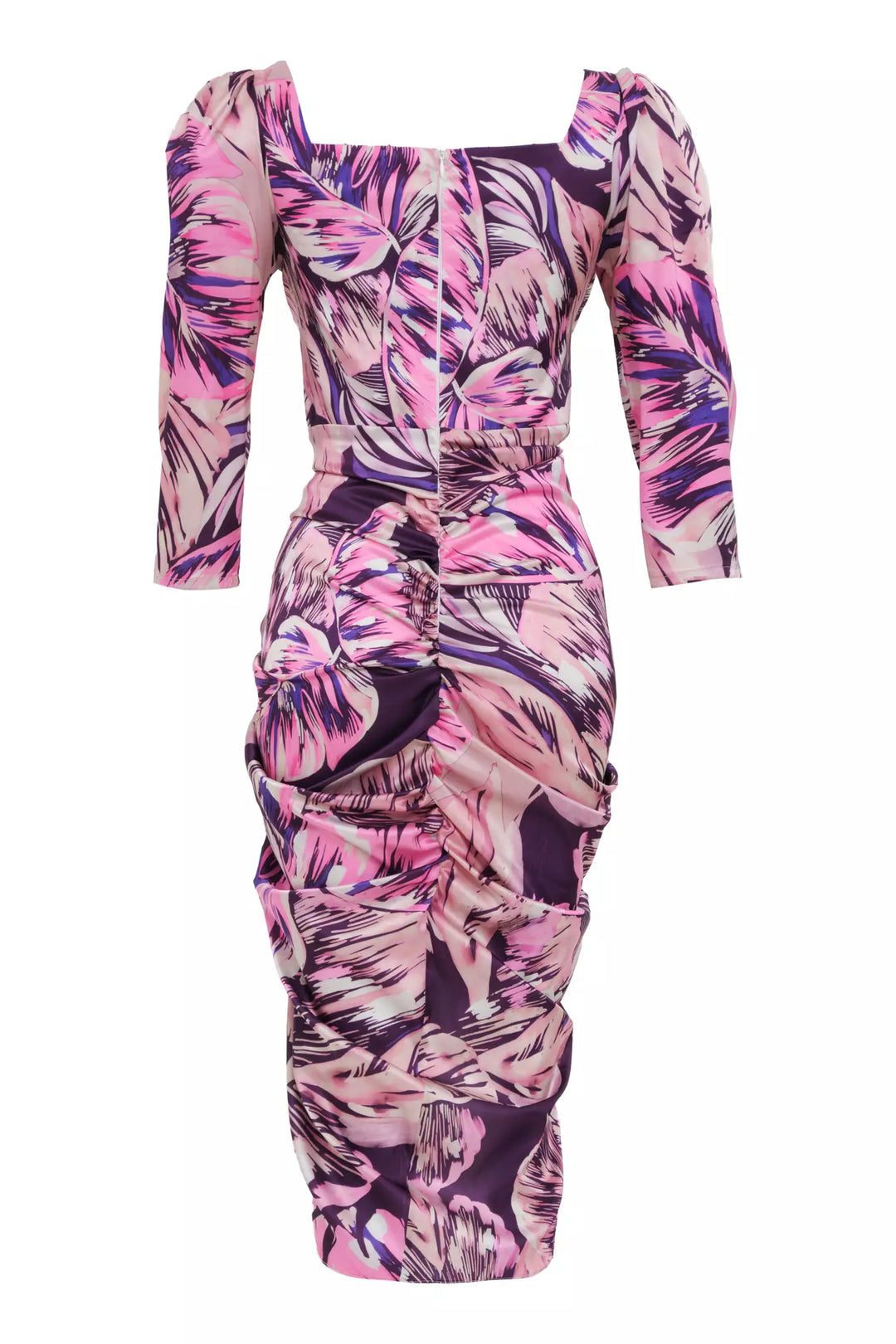 FRV Printed satin long sleeve midi dress - North Brunswick