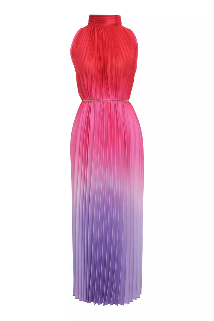 FRV Printed satin sleeveless long dress - Middletown