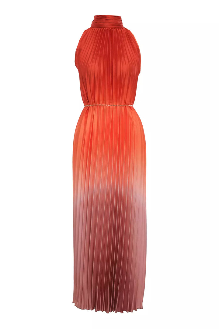 FRV Printed satin sleeveless long dress - Lebanon