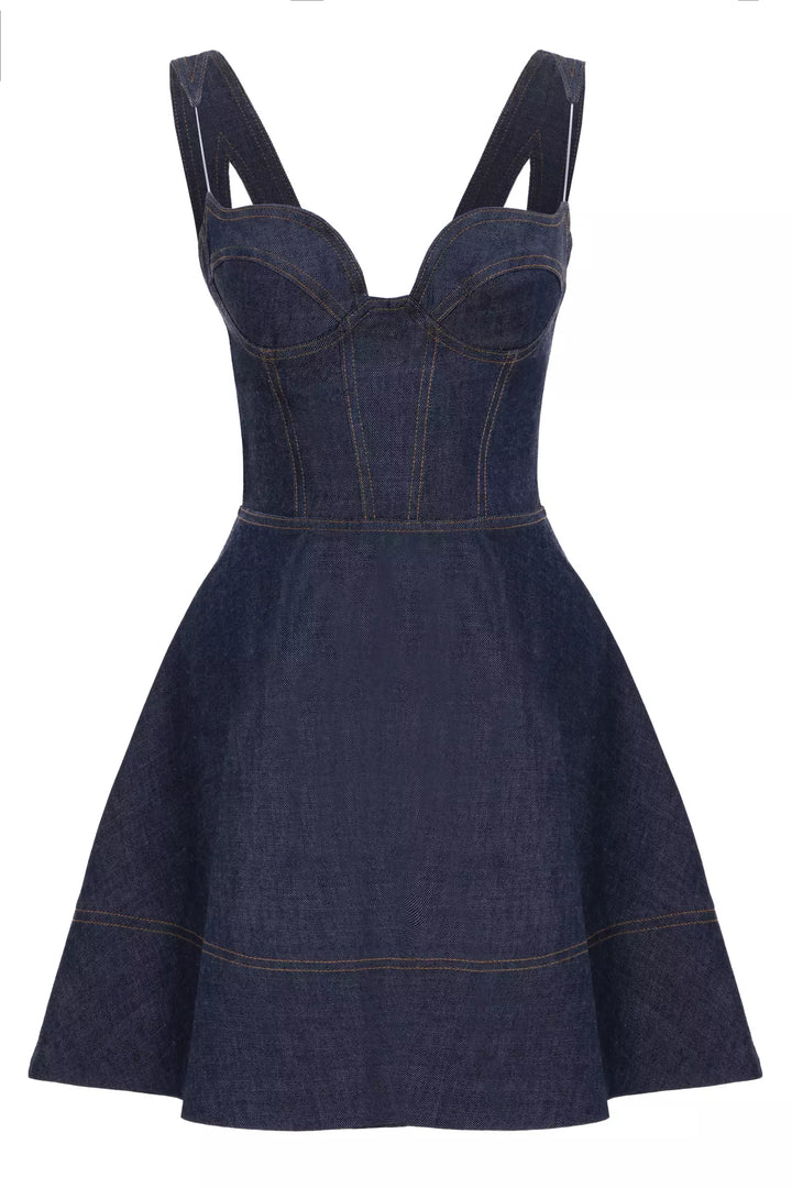 FRV Navy blue kot sleeveless mini dress - San Luis