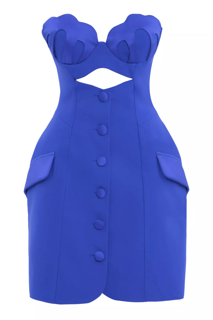 FRV Blue crepe sleeveless mini dress - Ocoyoacac