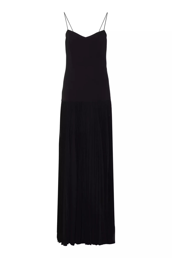 FRV Black krep saten sleeveless long dress - Pesaro