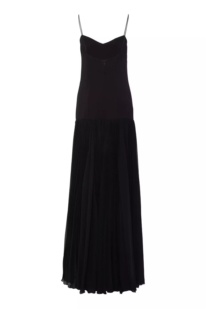 FRV Black krep saten sleeveless long dress - Pesaro