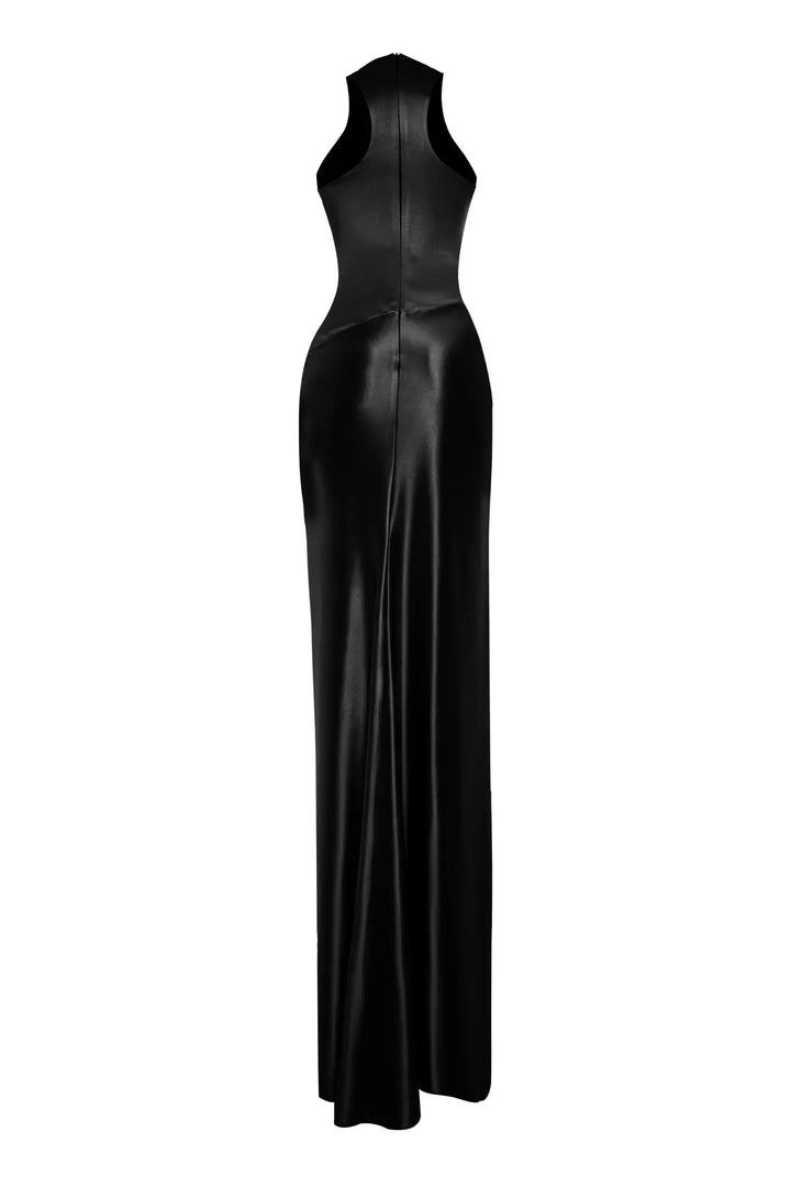 FRV Black örme saten sleeveless long dress - Bloomington