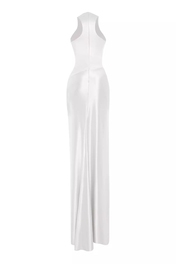 FRV White örme saten sleeveless long dress - Coquitlam
