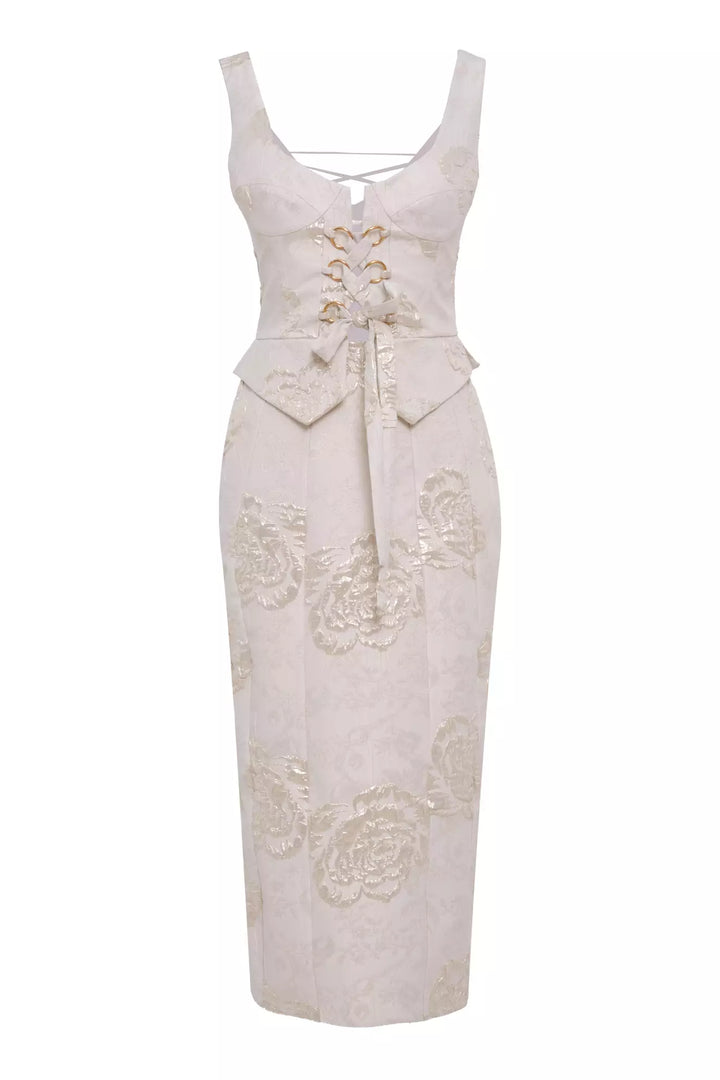 FRV White jakar sleeveless maxi dress - Charlottetown
