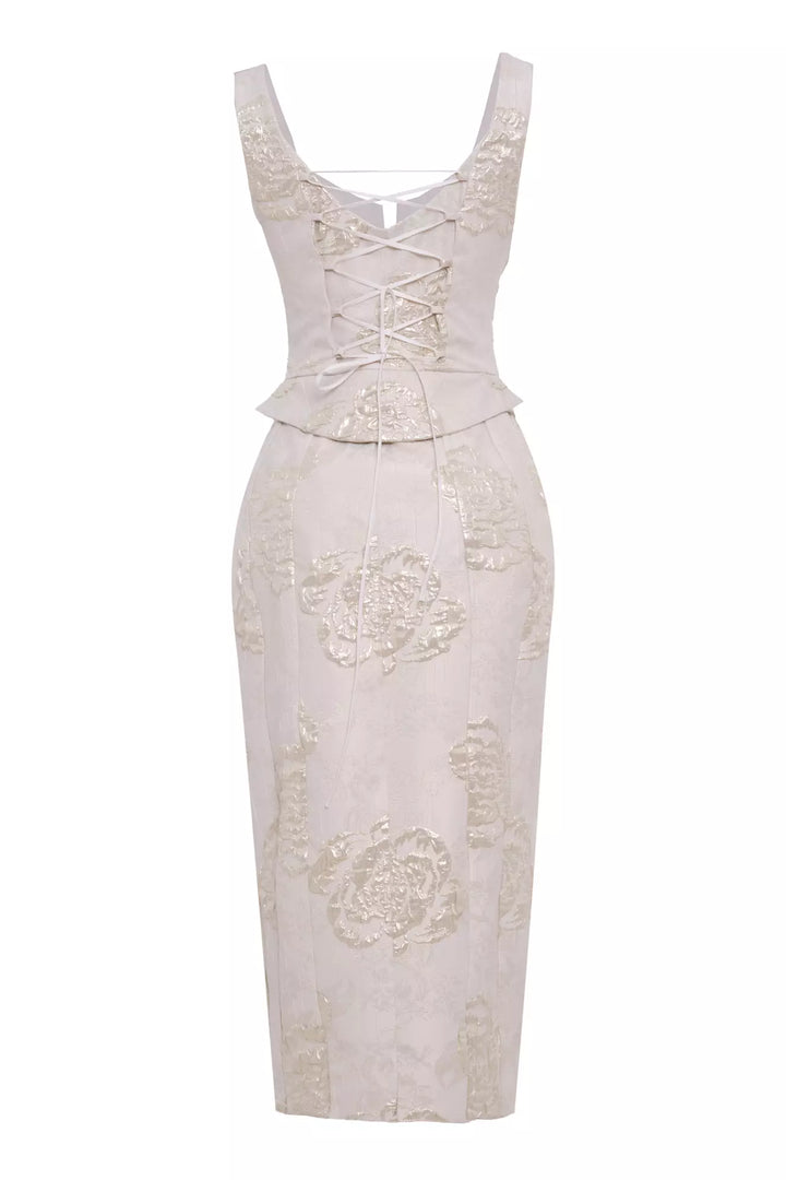 FRV White jakar sleeveless maxi dress - Charlottetown