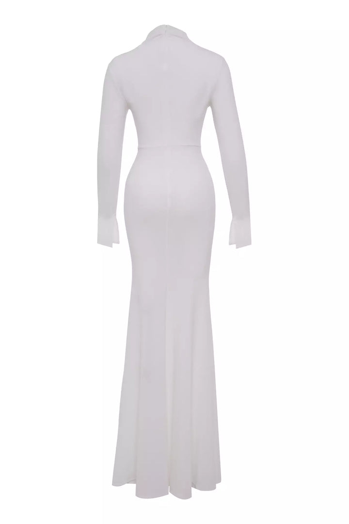 FRV White triko long sleeve long dress - Hayes