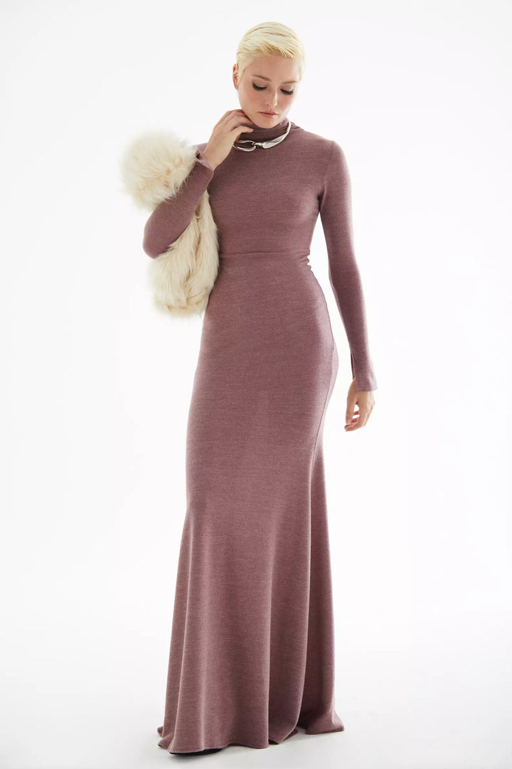 FRV Pink triko long sleeve long dress - Fort Worth