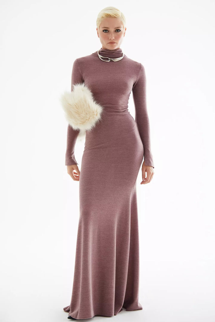 FRV Pink triko long sleeve long dress - Fort Worth