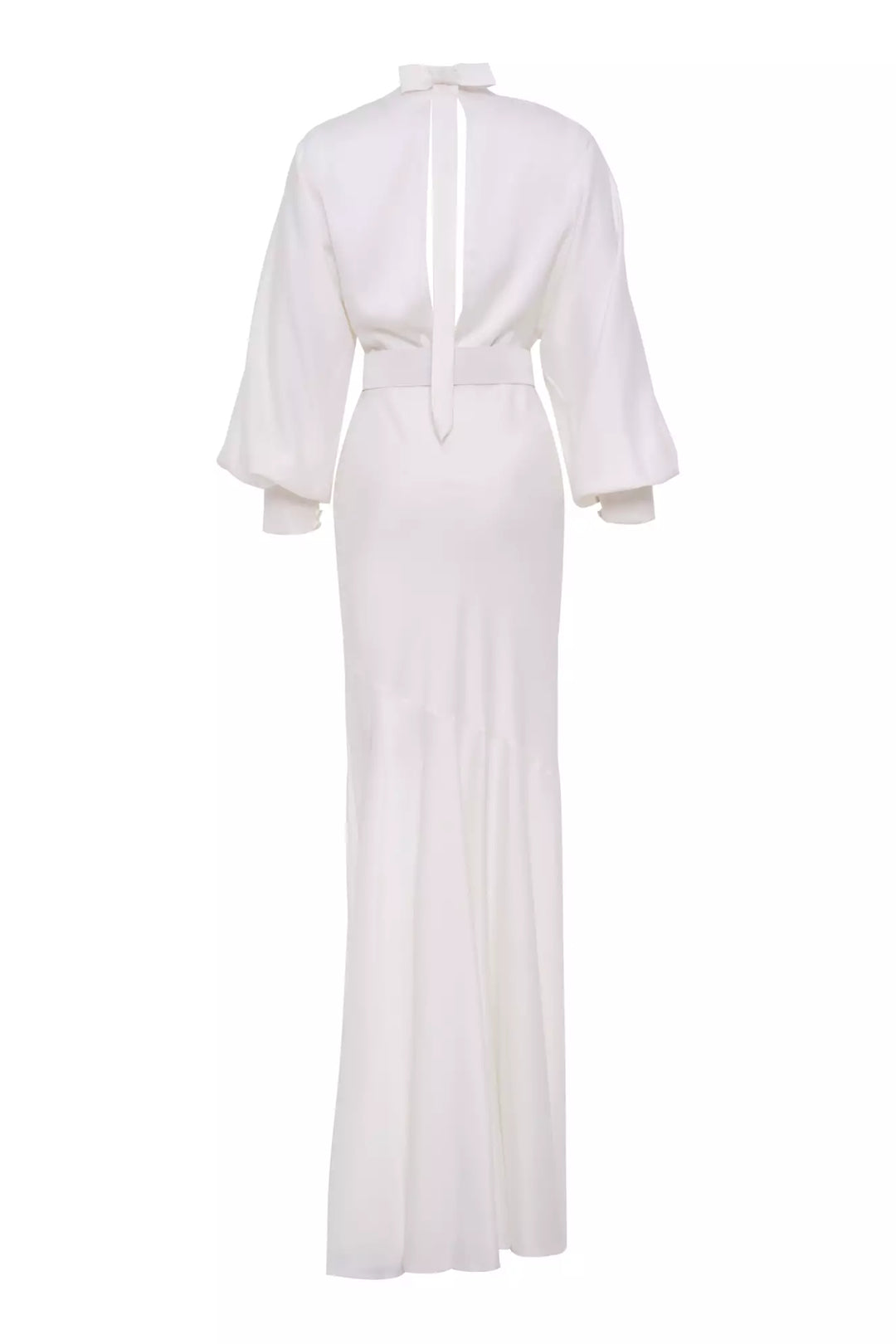 FRV White satin long sleeve long dress - Vacaville