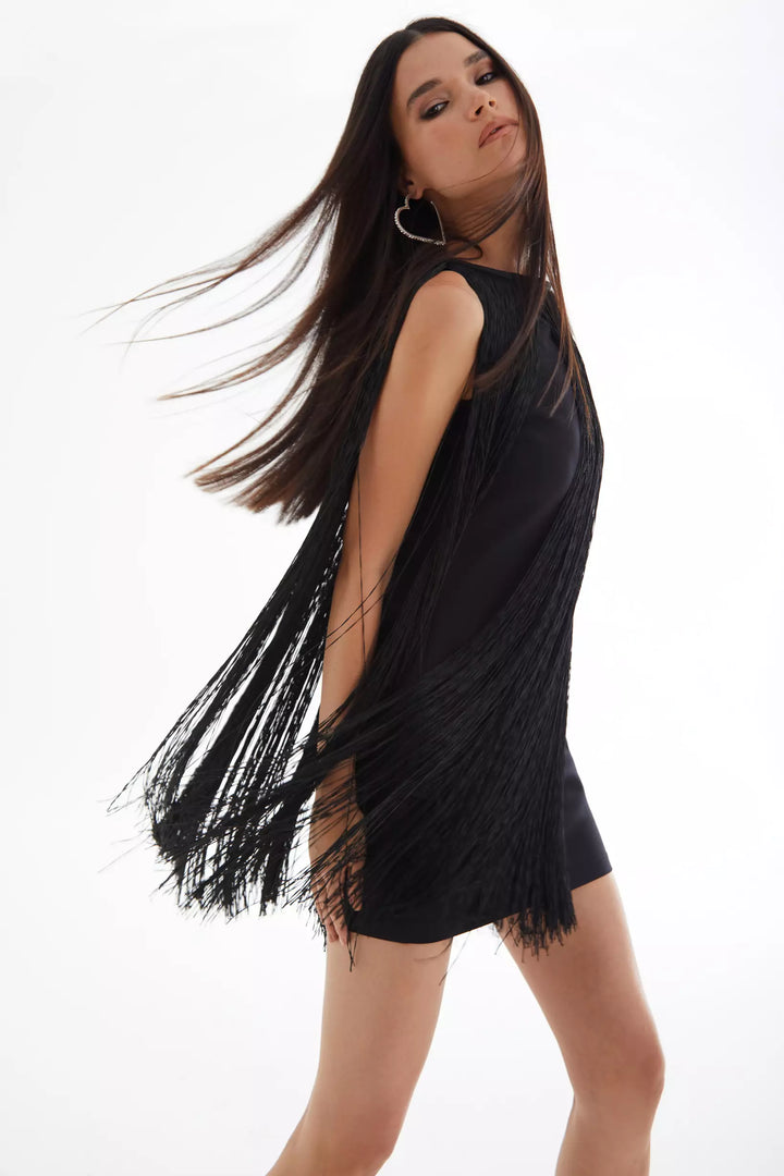 FRV Black crepe sleeveless mini dress - Burien