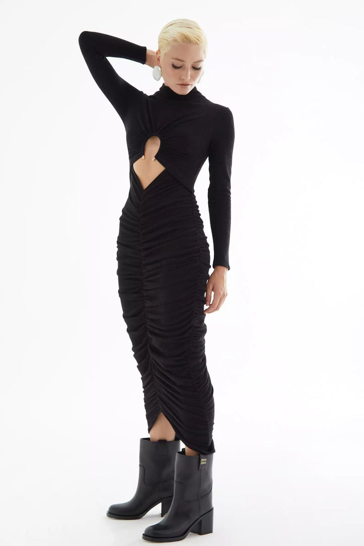 FRV Black triko long sleeve maxi dress - Chaïdári