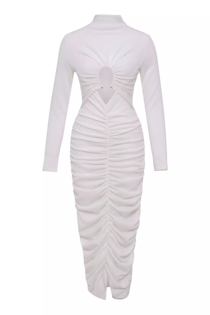 FRV White triko long sleeve maxi dress - Seixal