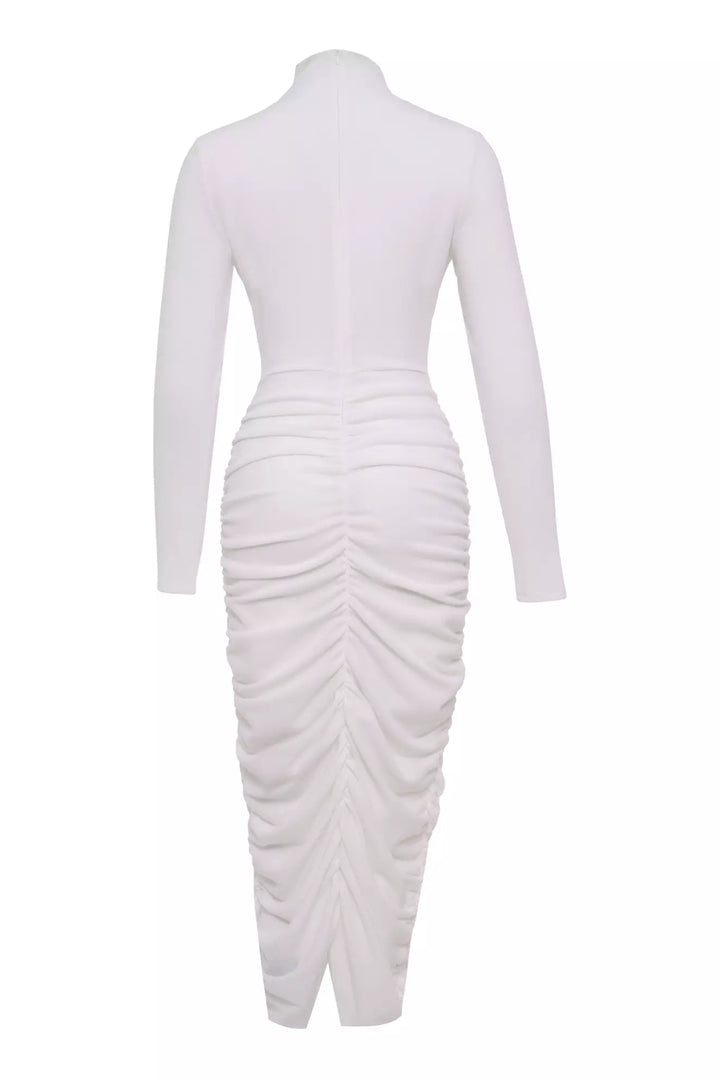 FRV White triko long sleeve maxi dress - Seixal