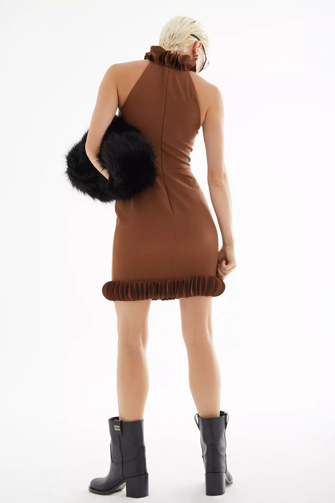 FRV Brown crepe sleeveless mini dress - Annandale