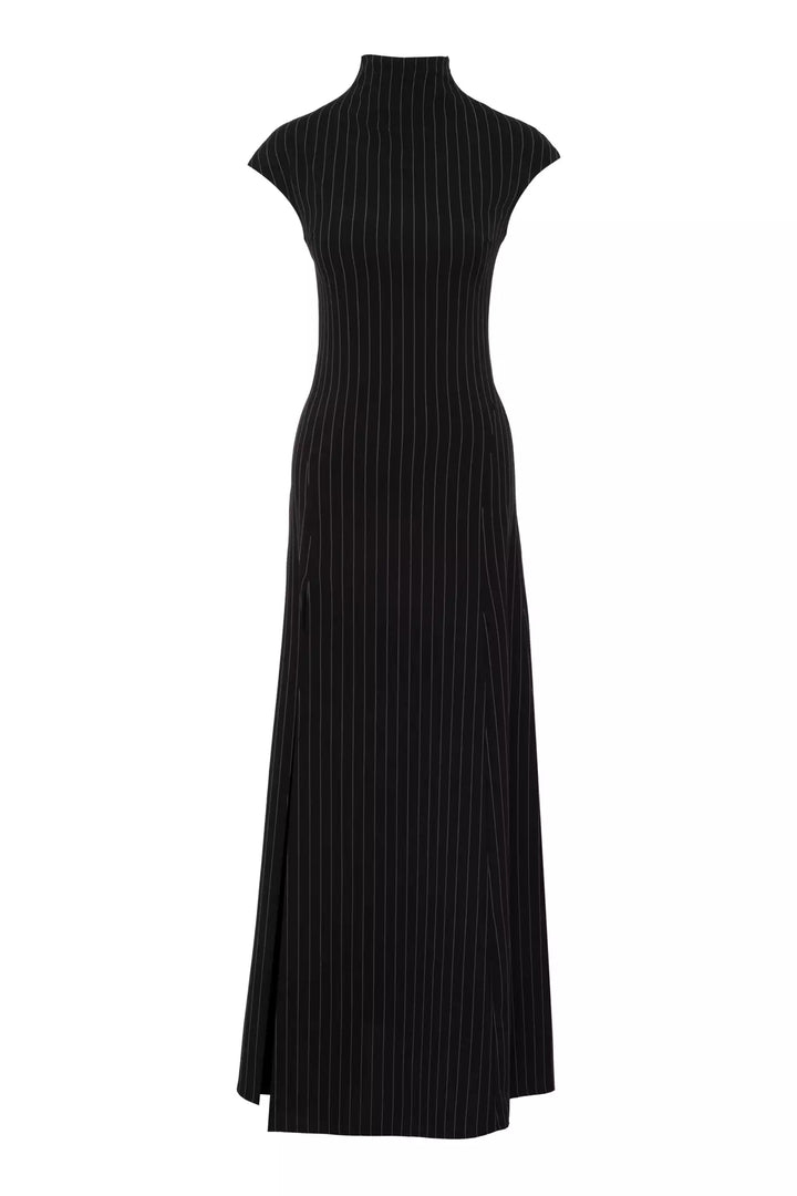 FRV Black woven short sleeve long dress - Hrodna