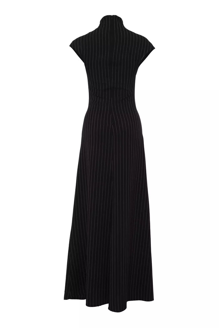 FRV Black woven short sleeve long dress - Hrodna