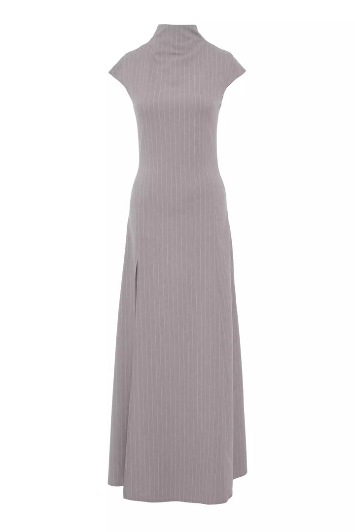 FRV Gray woven short sleeve long dress - Ipswich