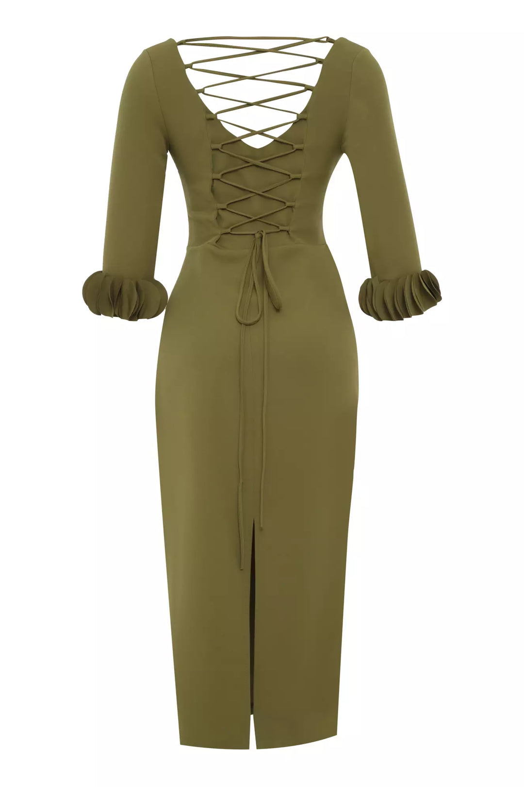 FRV Khaki crepe long sleeve maxi dress - San Juan Capistrano