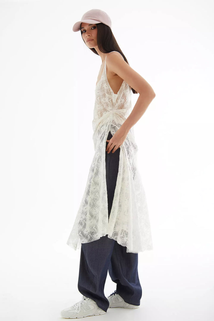 FRV White lace sleeveless midi dress - Aberdeen