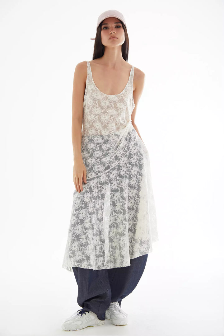 FRV White lace sleeveless midi dress - Aberdeen