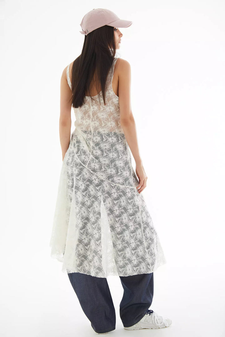 FRV White lace sleeveless midi dress - Aberdeen
