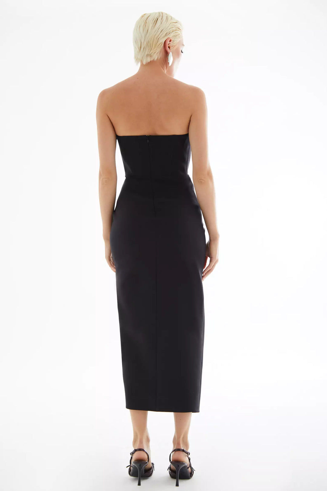 FRV Black crepe strapless midi dress - Korydallós