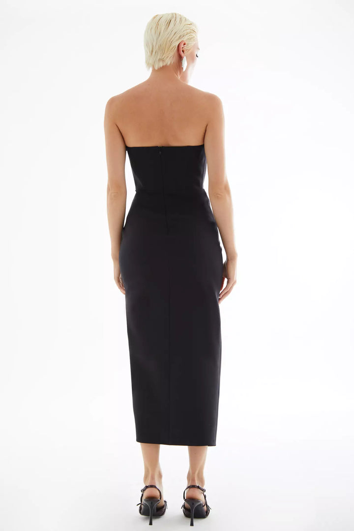 FRV Black crepe strapless midi dress - Korydallós