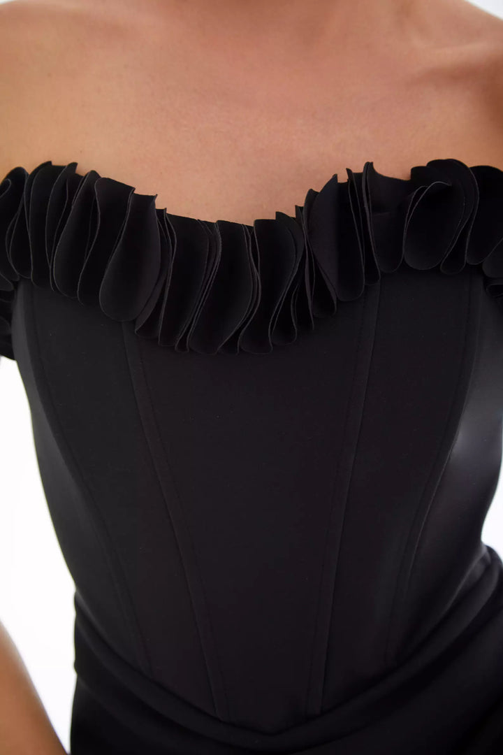 FRV Black crepe strapless midi dress - Korydallós