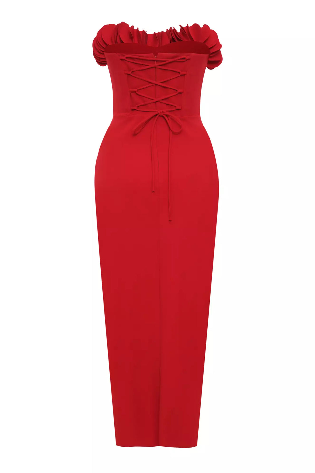 FRV Red crepe strapless midi dress - Cleveland