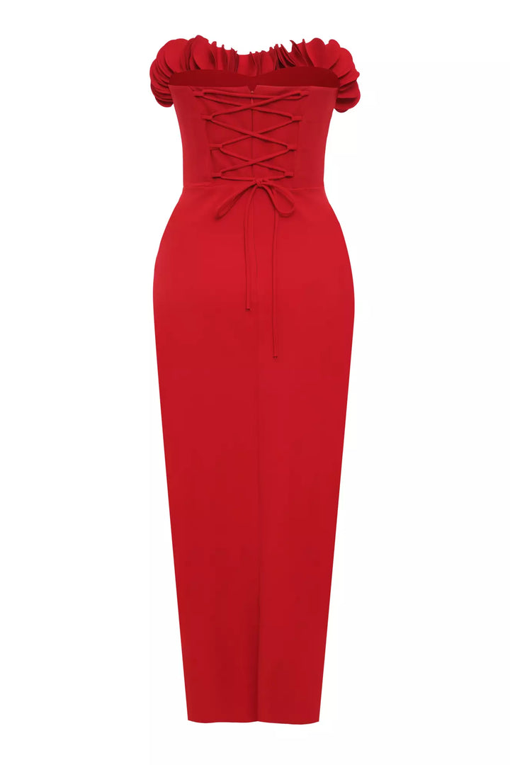 FRV Red crepe strapless midi dress - Cleveland