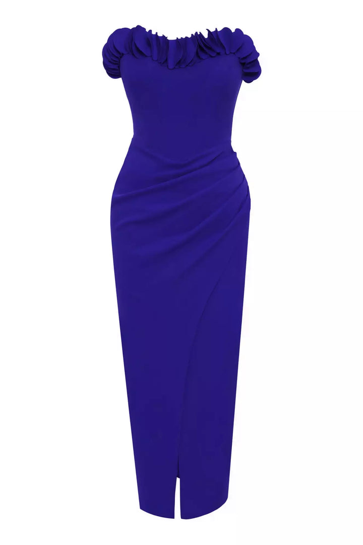 FRV Blue crepe strapless midi dress - Cupertino