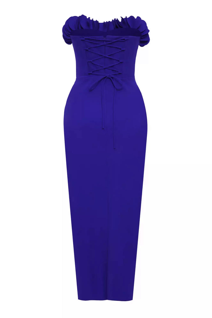 FRV Blue crepe strapless midi dress - Cupertino