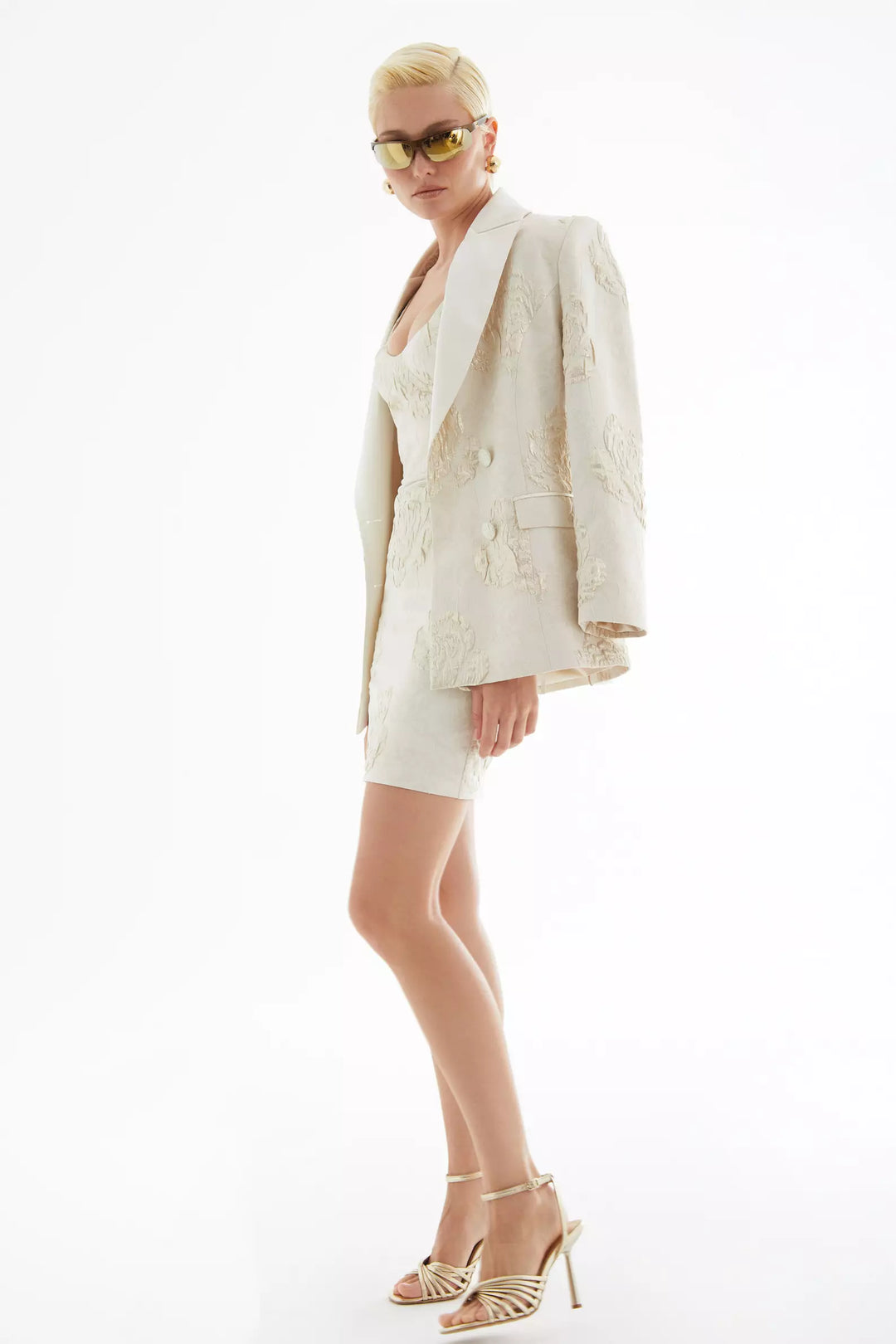 FRV White jakar sleeveless mini dress - Goslar