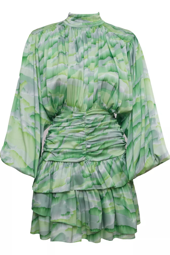 FRV Printed satin long sleeve mini dress - Tustin