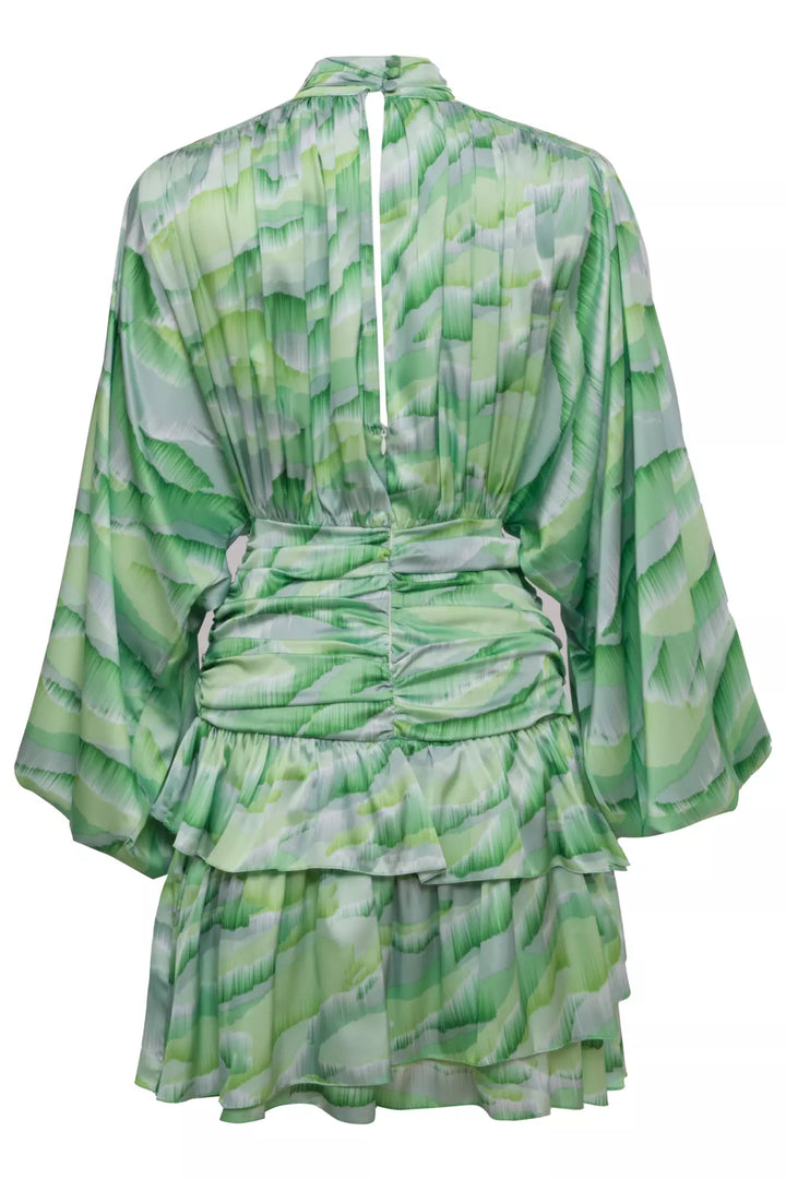 FRV Printed satin long sleeve mini dress - Tustin