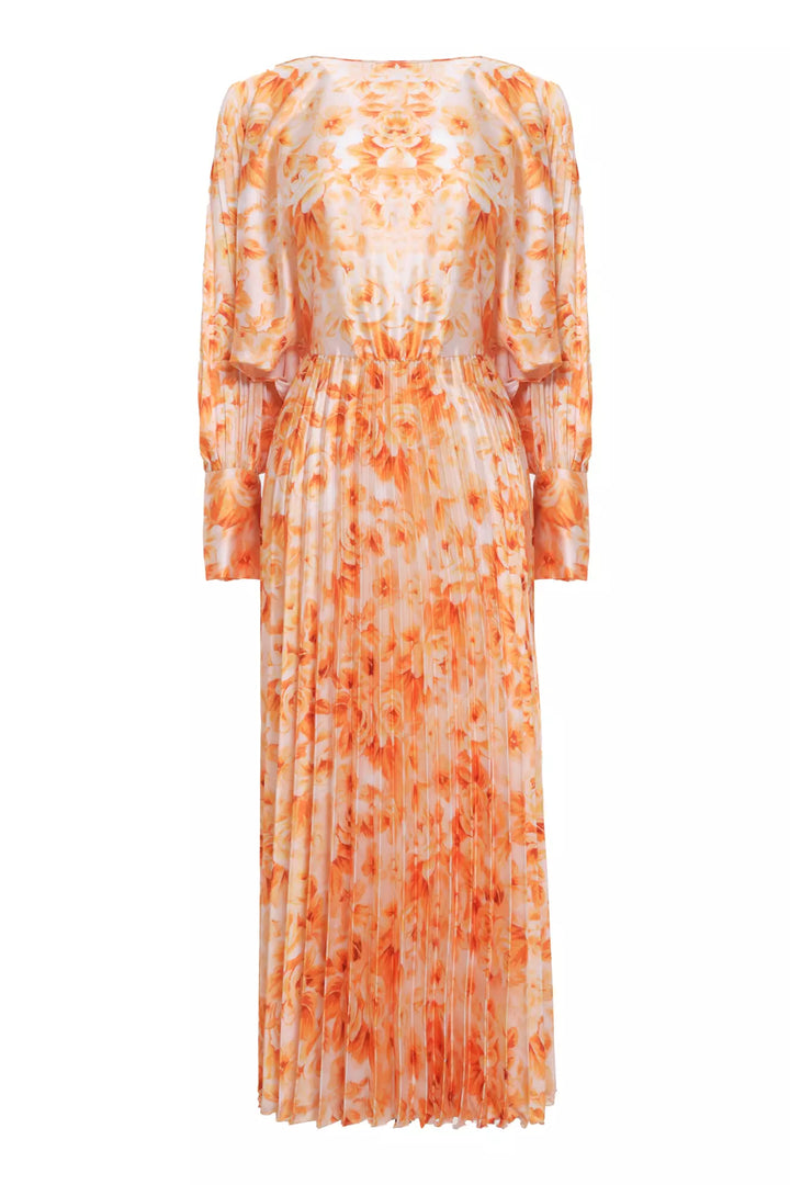 FRV Printed satin long sleeve long dress - Königs Wusterhausen