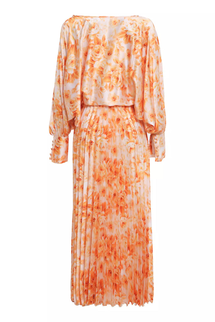 FRV Printed satin long sleeve long dress - Königs Wusterhausen