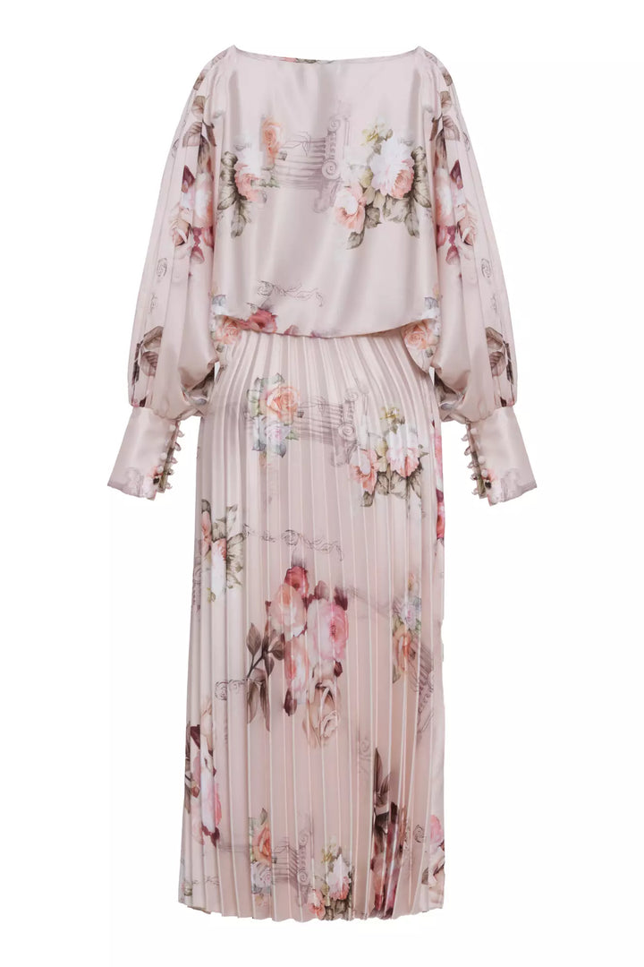 FRV Printed satin long sleeve long dress - Altadena